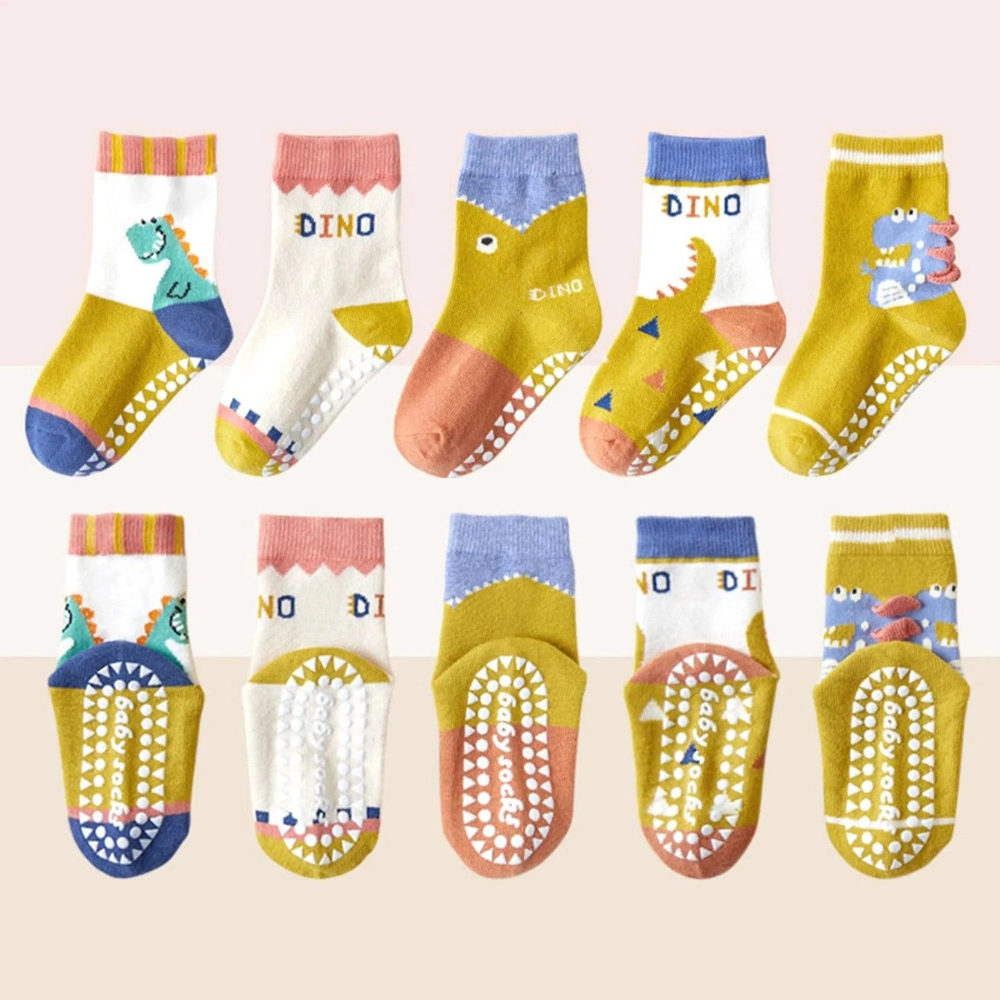 Cartoon Flowers Kids Non-slip Cotton Socks - Pack of 5 - MERRIAKids SocksMERRIA