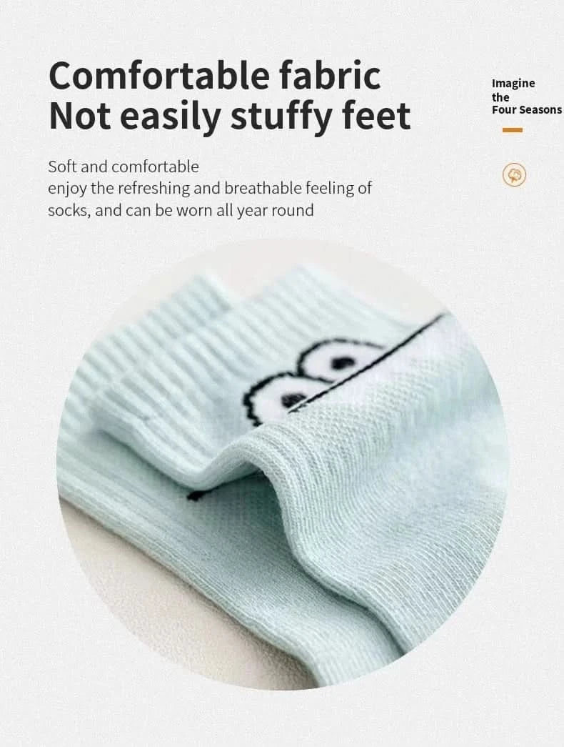 5 Pairs Cute Expression Print Mid Tube Socks, Women's Comfy & Funny Stockings - MERRIAAdult SocksMERRIA