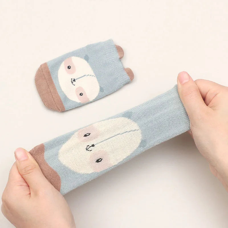 6 Pairs Kids Non-Slip Cotton Socks – Cartoon Animal Floor Socks for Boys & Girls | Breathable & Comfy Baby Footwear