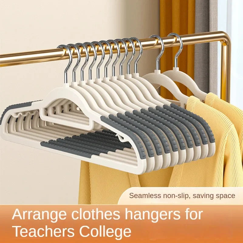 10PCS Non-Slip Clothes Hangers – No-Trace Hanger Set for Dorm, Bedroom & Closet Organization | Space-Saving Storage