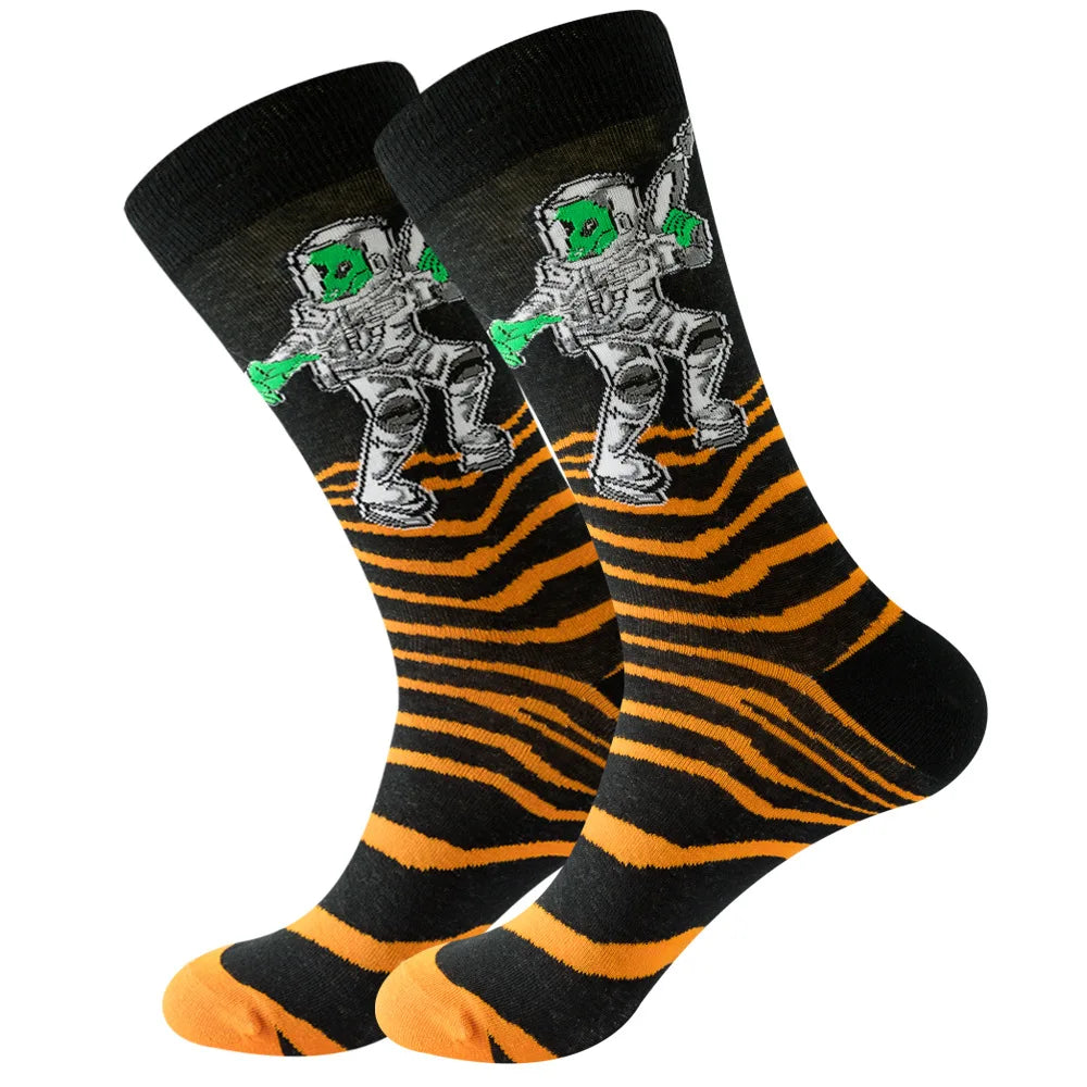 Men's socks original design happy socks animal food astronaut men's socks crew geometric women's socks halloween socks