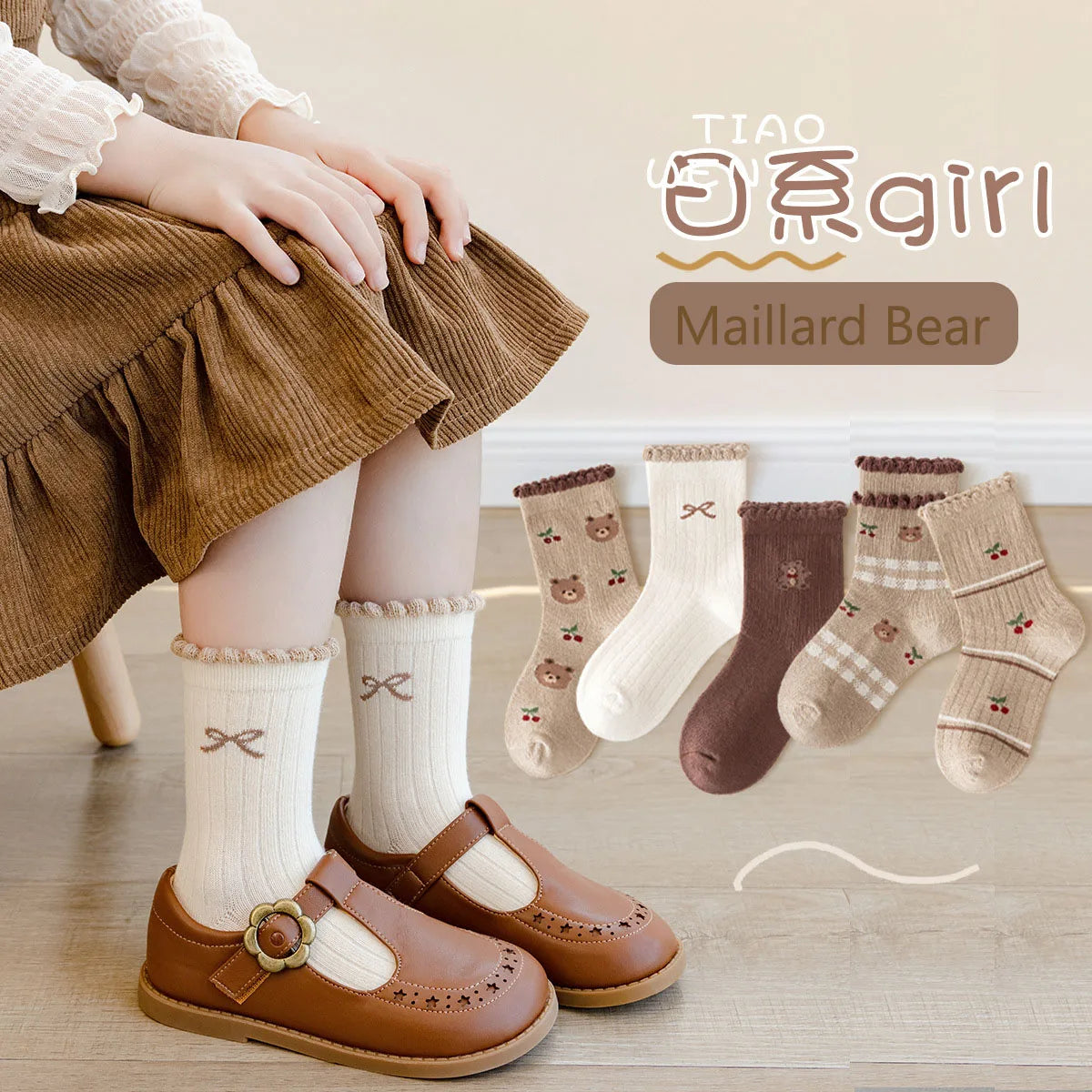 Spring Girls Socks Baby Sweet Rosy Bowknot Pattern Socks Cotton Socks Children Calf Socks Kids Socks 5 Pairs