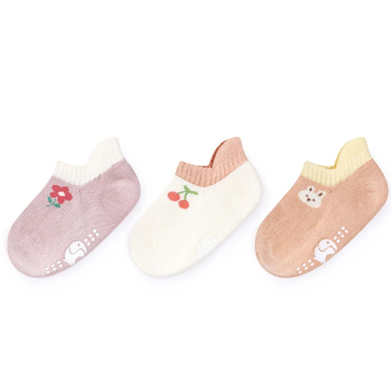 3 Pairs Baby Mesh Socks (0–5Y) – Breathable Anti-Slip Cartoon Boat Socks for Newborns & Toddlers – Unisex Summer Socks