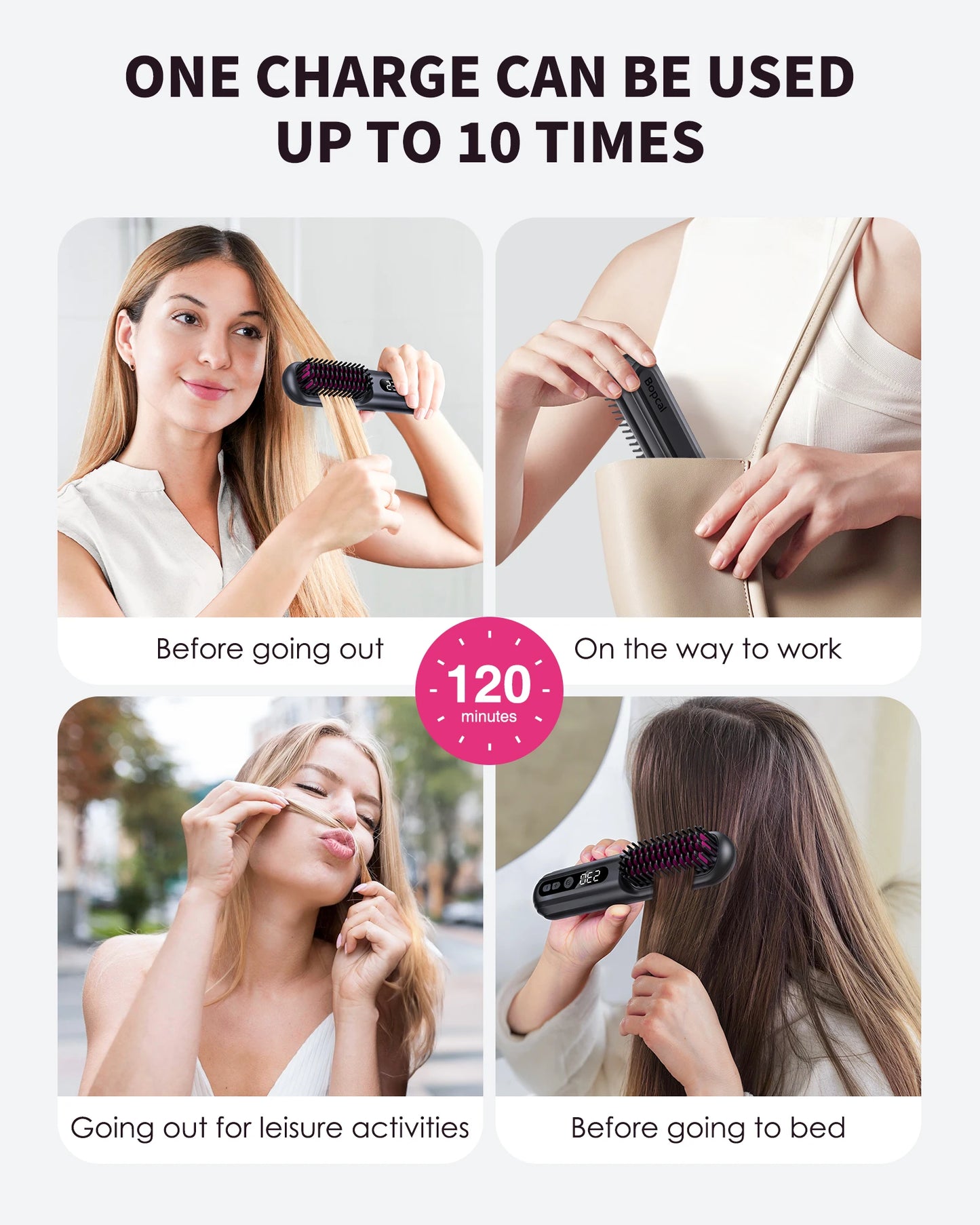Cordless Negative Ionic Hair Straightener Brush Hot Comb 5000mAh Hair Iron Straightener Hair Straightener and Curler Women Gift