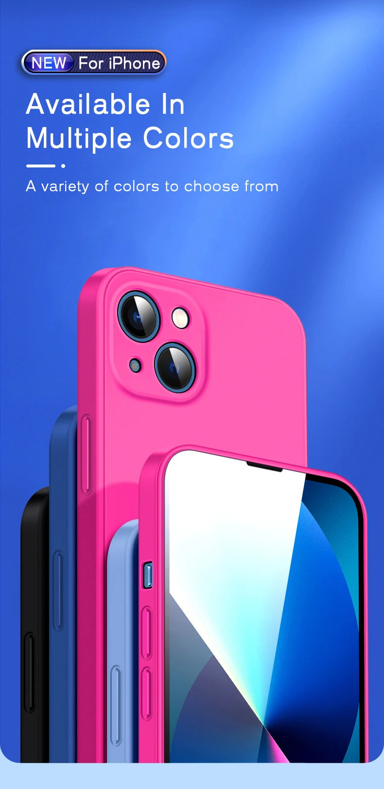 Official-Style Silicone Case for iPhone 15 & 16 Series – Shockproof Solid Color Cover with Fall & Collision Protection