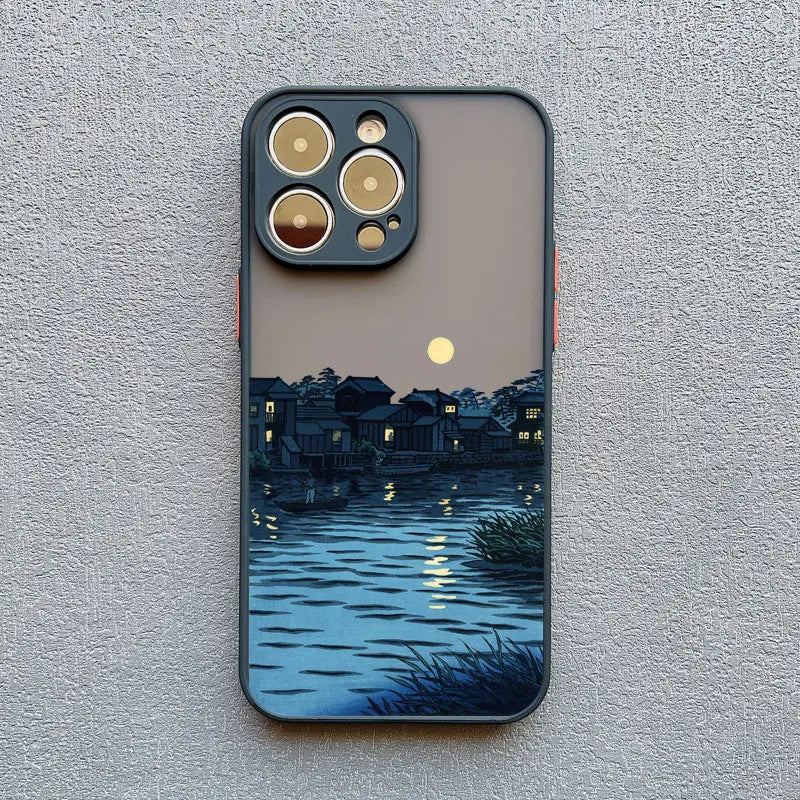Japanese Landscape Aesthetic iPhone Case – Scenery Soft Back Cover for iPhone 14, 15, 16 Series