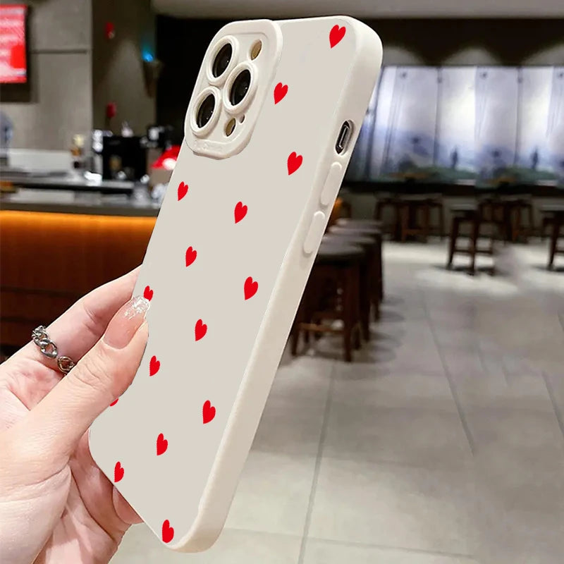 Cute Red Heart iPhone Case – Soft Cover for iPhone 11, 12, 13, 14, 15, Pro Max, XR, XS, X, 7, 8 Plus