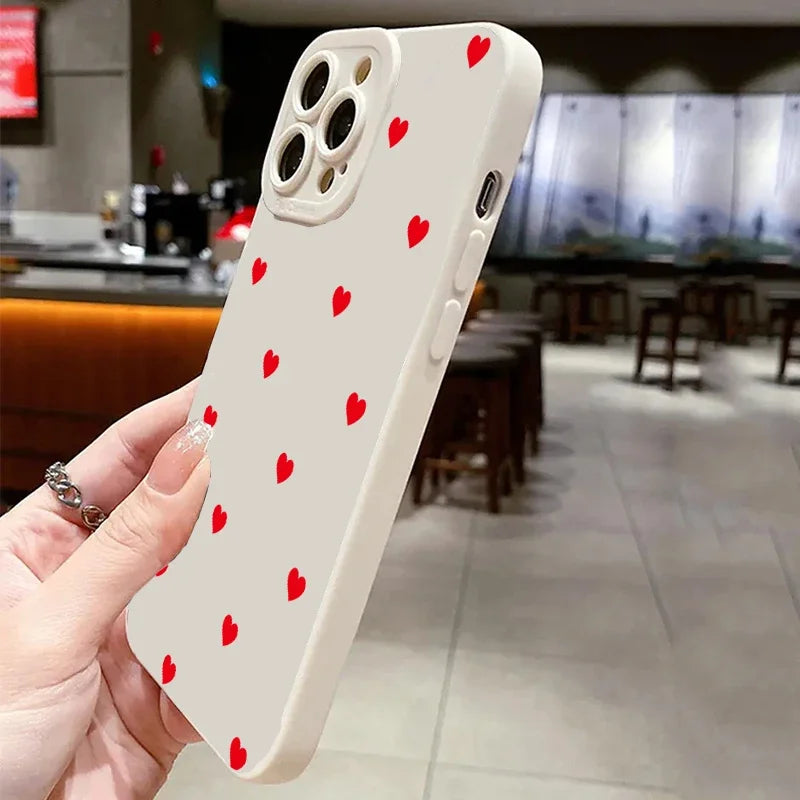 Cute Red Heart iPhone Case – Soft Cover for iPhone 11, 12, 13, 14, 15, Pro Max, XR, XS, X, 7, 8 Plus
