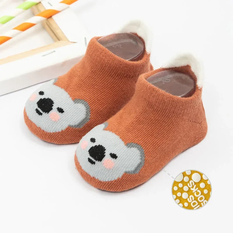 6 Pairs Baby Cotton Socks (0–5Y) – Soft Non-Slip Cartoon Socks for Newborns, Toddlers, Boys & Girls