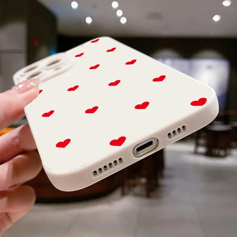Cute Red Heart iPhone Case – Soft Cover for iPhone 11, 12, 13, 14, 15, Pro Max, XR, XS, X, 7, 8 Plus