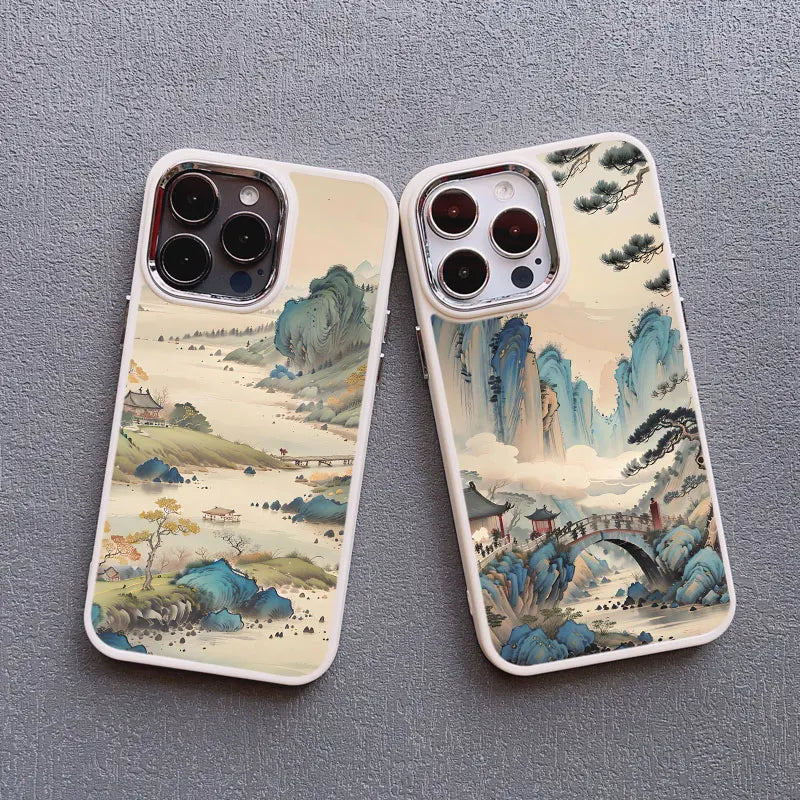 Mountain Peak Lake Vintage Silicone iPhone Case – Soft Protective Back Cover for iPhone 15 & 16 Series