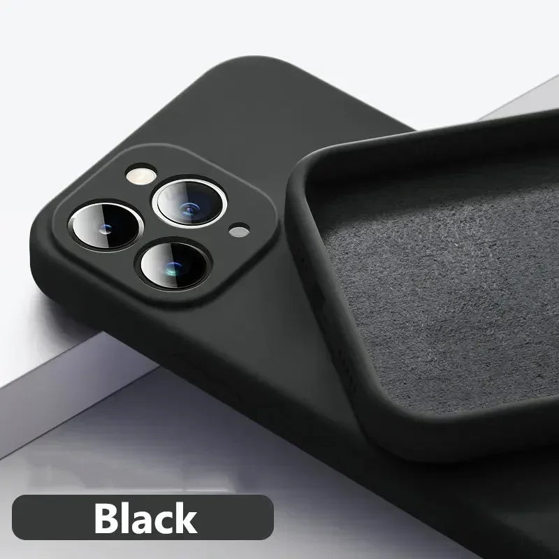Official-Style Silicone Case for iPhone 15 & 16 Series – Shockproof Solid Color Cover with Fall & Collision Protection