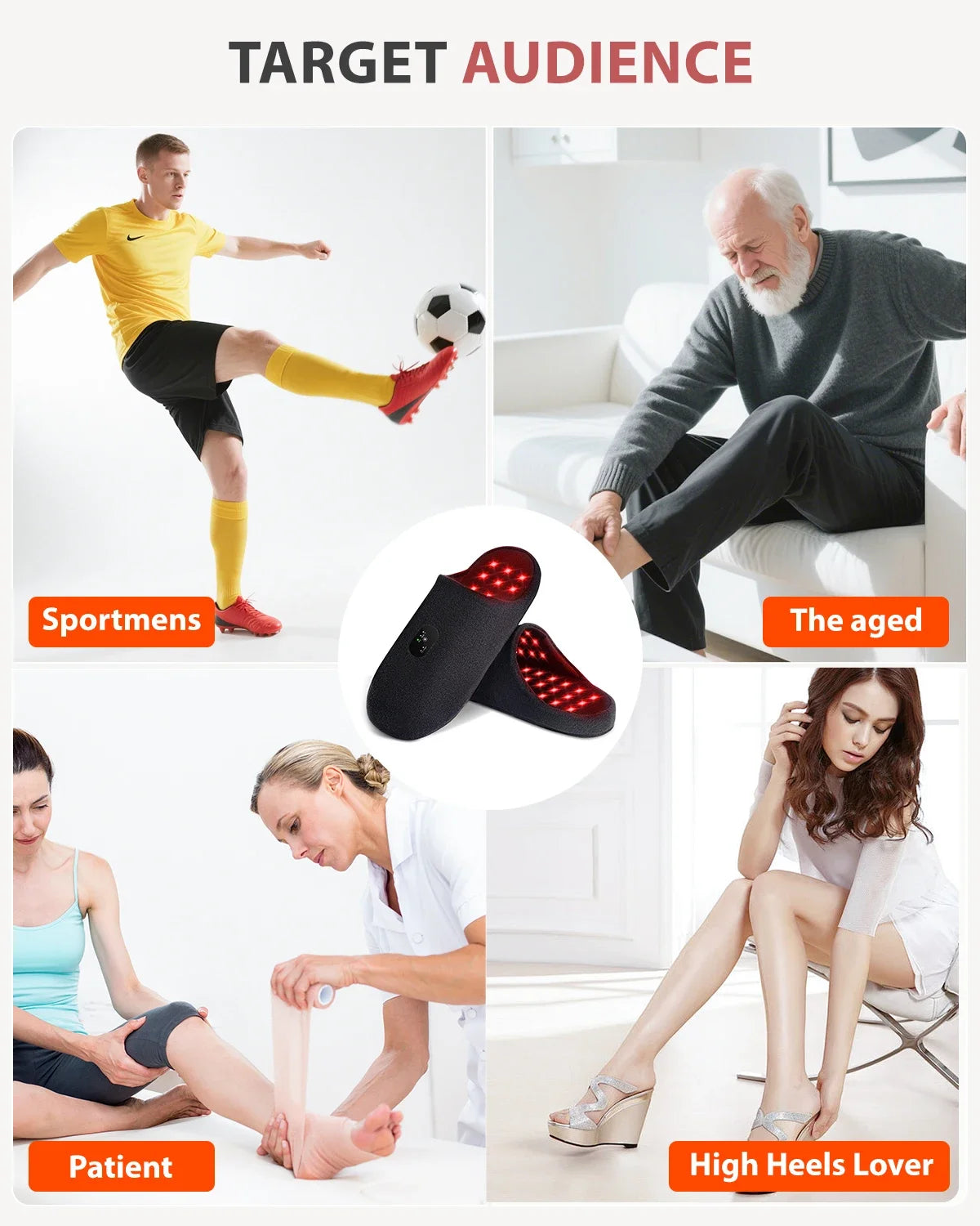 Astarexin Red Light Therapy Slippers – Rechargeable 460nm Foot Therapy Device for Home Use, Heating to Relieve Pain & Inflammation