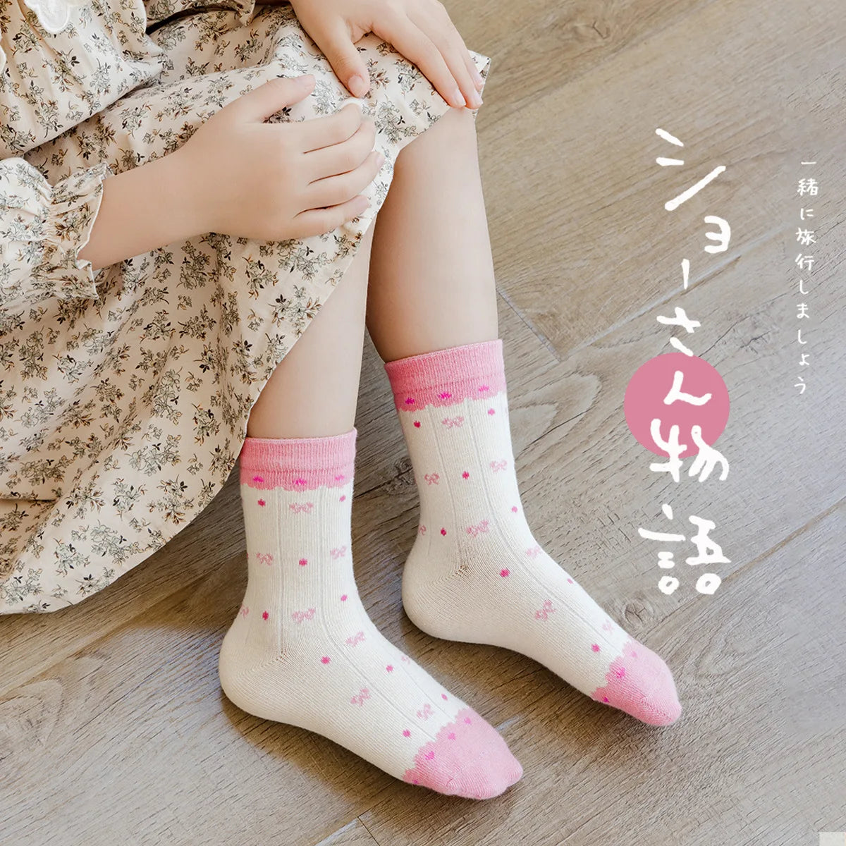 Spring Girls Socks Baby Sweet Rosy Bowknot Pattern Socks Cotton Socks Children Calf Socks Kids Socks 5 Pairs
