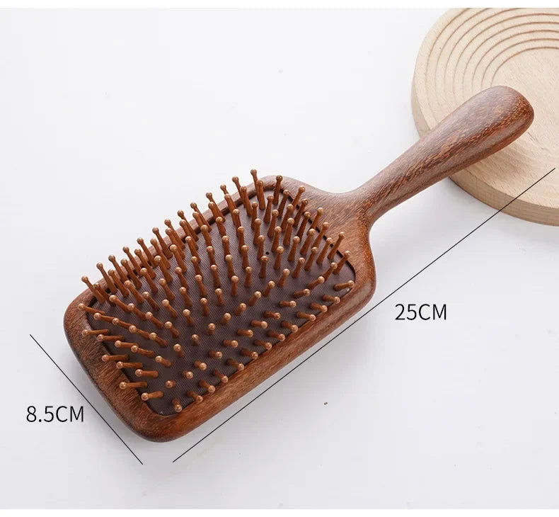 Cat Shaped Airbag Comb Golden Silk Sandalwood Handle round Handle Professional Hairdressing Salon Comb for Extensions And Wigs