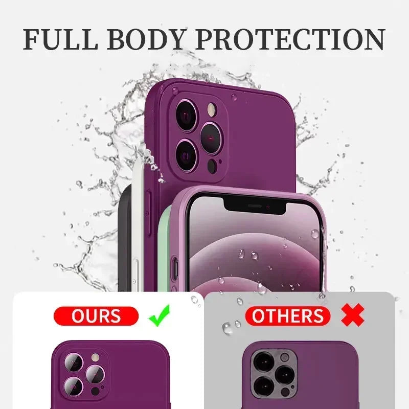 Official-Style Silicone Case for iPhone 15 & 16 Series – Shockproof Solid Color Cover with Fall & Collision Protection