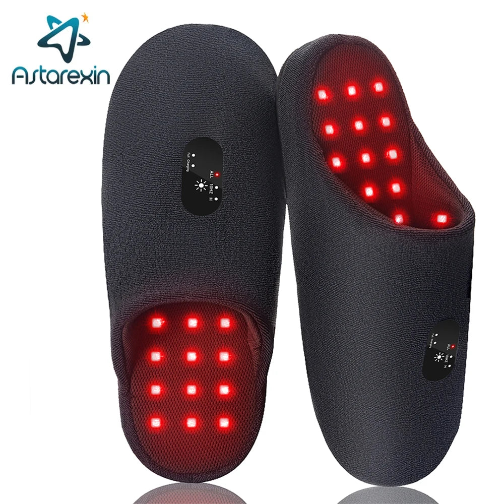 Astarexin Red Light Therapy Slippers – Rechargeable 460nm Foot Therapy Device for Home Use, Heating to Relieve Pain & Inflammation
