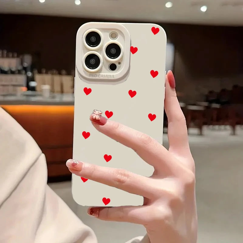 Cute Red Heart iPhone Case – Soft Cover for iPhone 11, 12, 13, 14, 15, Pro Max, XR, XS, X, 7, 8 Plus