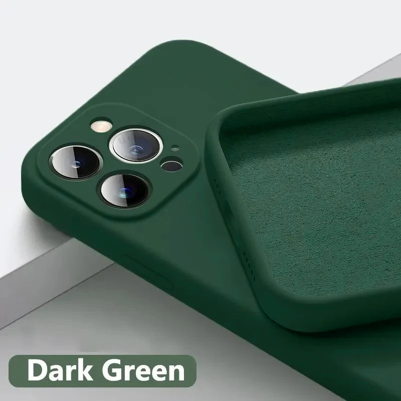 Official-Style Silicone Case for iPhone 15 & 16 Series – Shockproof Solid Color Cover with Fall & Collision Protection