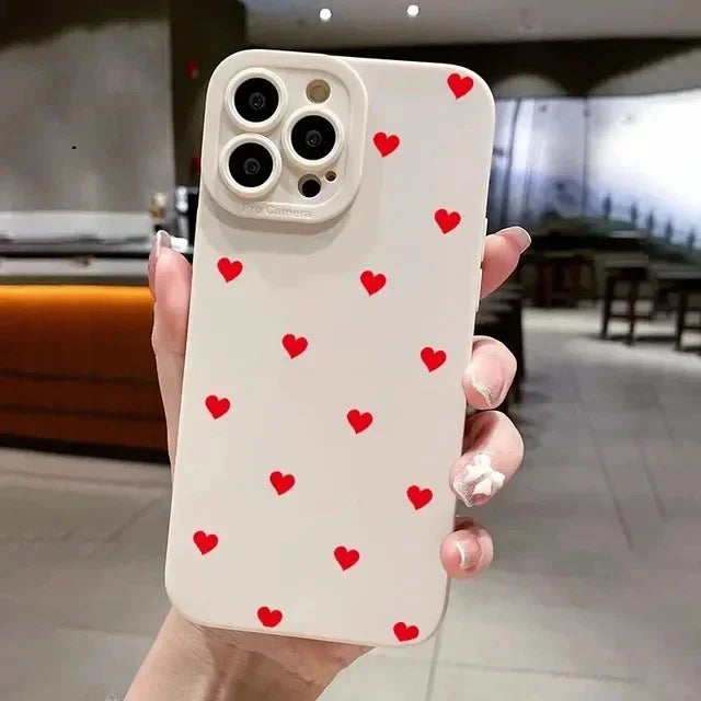 Cute Red Heart iPhone Case – Soft Cover for iPhone 11, 12, 13, 14, 15, Pro Max, XR, XS, X, 7, 8 Plus