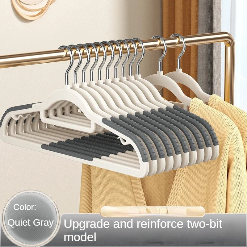 10PCS Non-Slip Clothes Hangers – No-Trace Hanger Set for Dorm, Bedroom & Closet Organization | Space-Saving Storage
