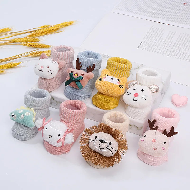 Baby Cartoon Socks Medium Tube Socks Non Slip Warm Cotton Socks Cute Children Socks Boys Girls Socks