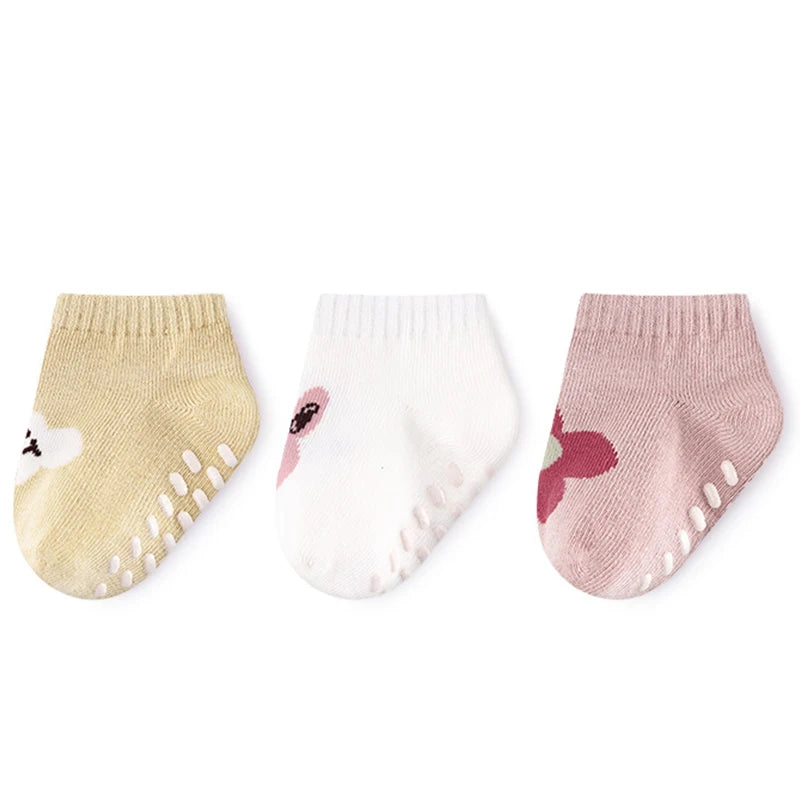 3 Pairs Baby Mesh Socks (0–5Y) – Breathable Anti-Slip Cartoon Boat Socks for Newborns & Toddlers – Unisex Summer Socks