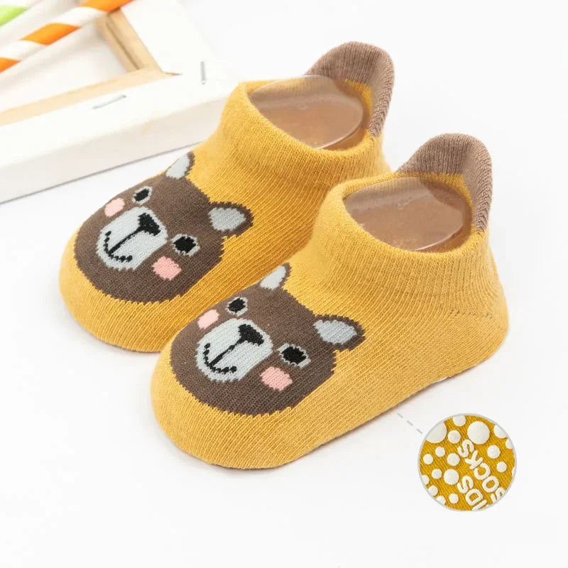 6 Pairs Baby Cotton Socks (0–5Y) – Soft Non-Slip Cartoon Socks for Newborns, Toddlers, Boys & Girls