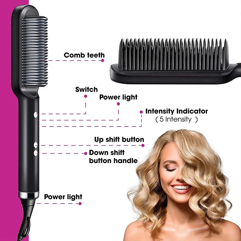 3 in 1 Electric Hot Heating Comb Hair Straightener Curler Wet Dry Hair Iron Straightening Brush Hair Styling Tool