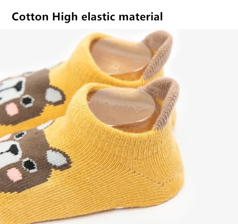 6 Pairs Baby Cotton Socks (0–5Y) – Soft Non-Slip Cartoon Socks for Newborns, Toddlers, Boys & Girls