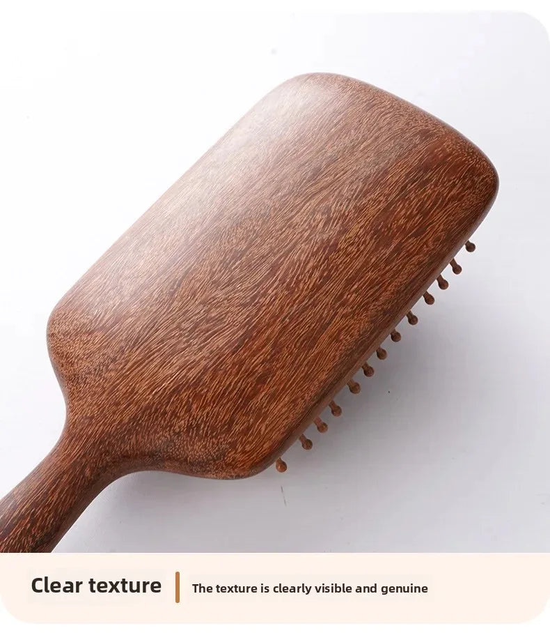 Cat Shaped Airbag Comb Golden Silk Sandalwood Handle round Handle Professional Hairdressing Salon Comb for Extensions And Wigs
