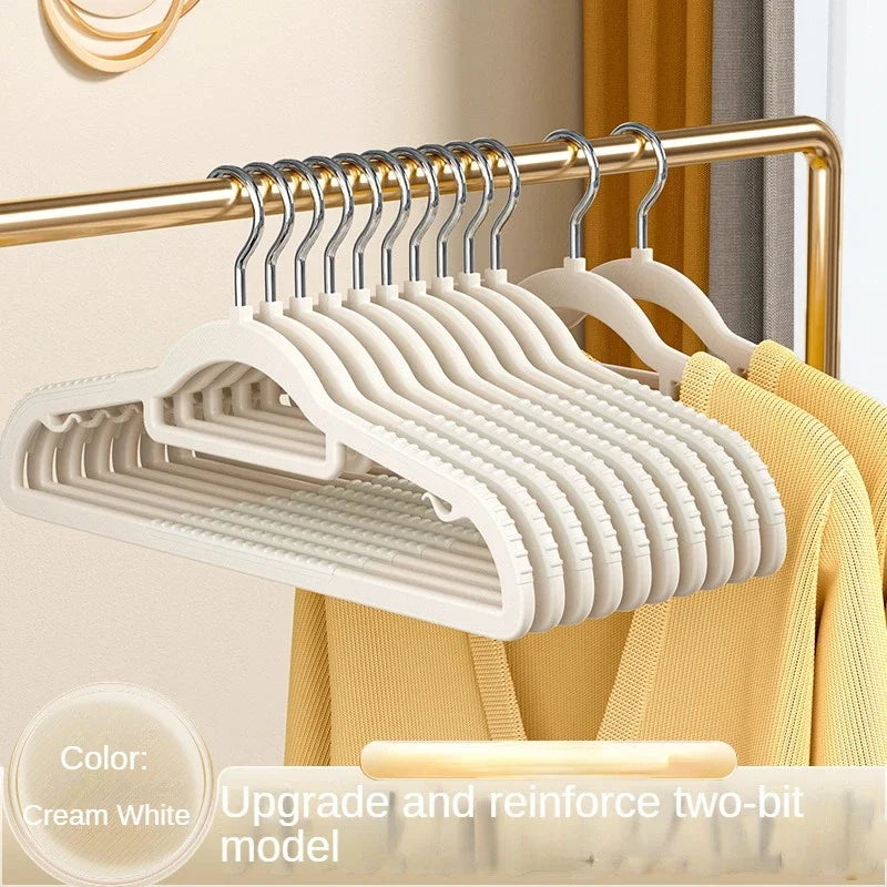 10PCS Non-Slip Clothes Hangers – No-Trace Hanger Set for Dorm, Bedroom & Closet Organization | Space-Saving Storage