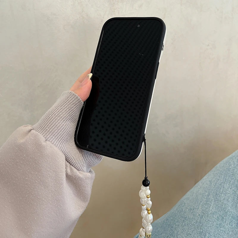 Black Floral 3D Wave iPhone Case – Soft Silicone White Bumper Cover for iPhone 13, 14, 15, 16, 11 Pro Max