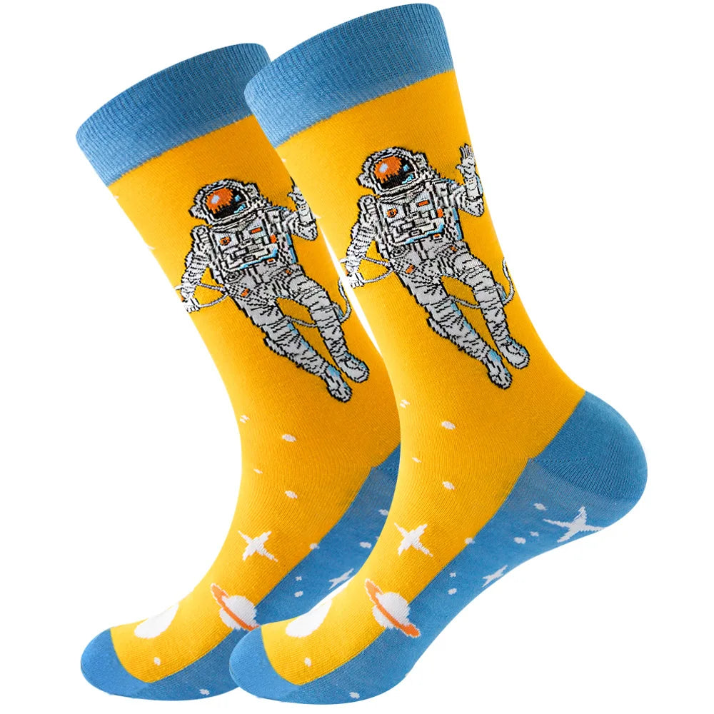 Men's socks original design happy socks animal food astronaut men's socks crew geometric women's socks halloween socks