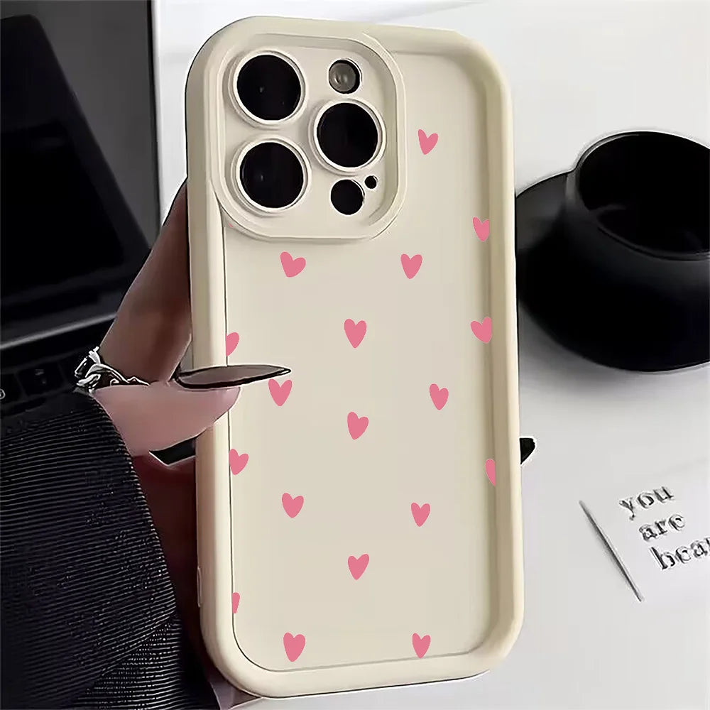 Luxury Black Love Heart Case for Xiaomi Redmi – Full Screen Soft Cover for Note 14, 13, 12, 11 Pro Plus, 5G, 12S, 11S, 10S, 14C, 13C, 12C
