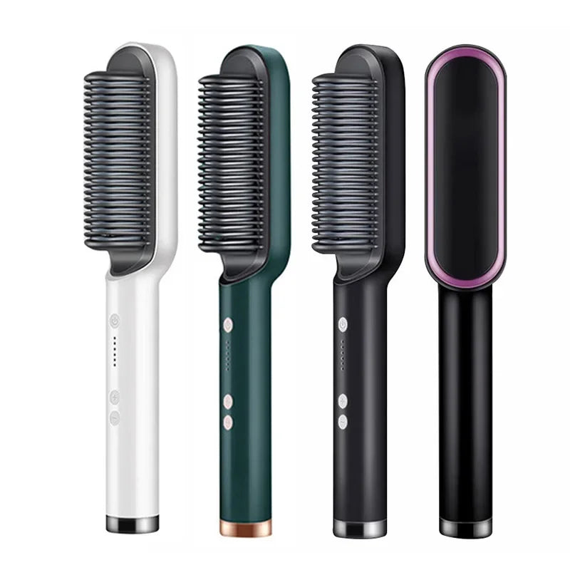 3 in 1 Electric Hot Heating Comb Hair Straightener Curler Wet Dry Hair Iron Straightening Brush Hair Styling Tool