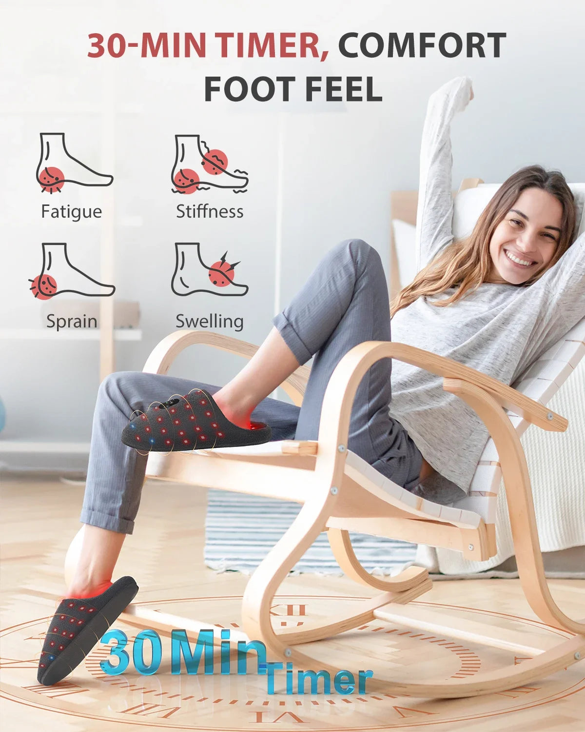 Astarexin Red Light Therapy Slippers – Rechargeable 460nm Foot Therapy Device for Home Use, Heating to Relieve Pain & Inflammation