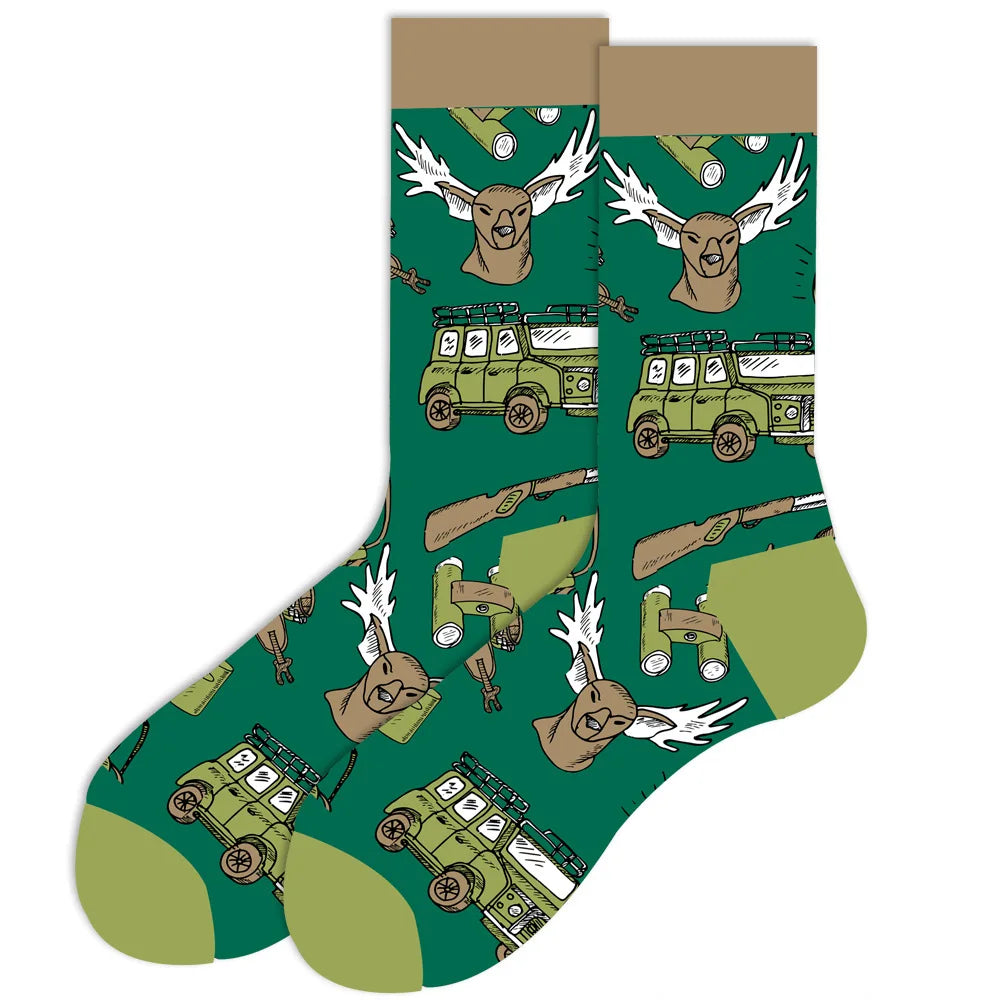 Men's socks original design happy socks animal food astronaut men's socks crew geometric women's socks halloween socks