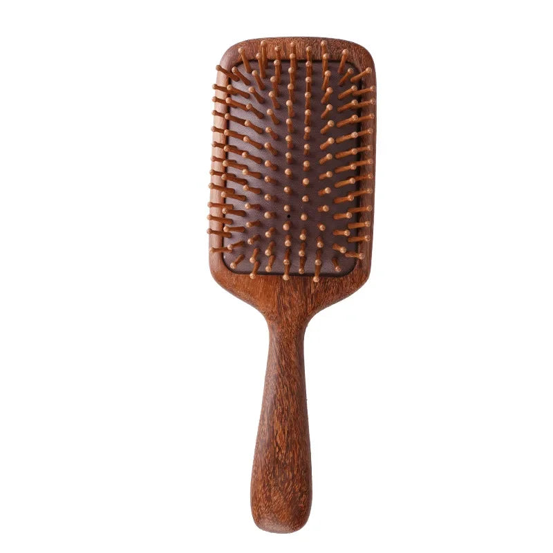 Cat Shaped Airbag Comb Golden Silk Sandalwood Handle round Handle Professional Hairdressing Salon Comb for Extensions And Wigs