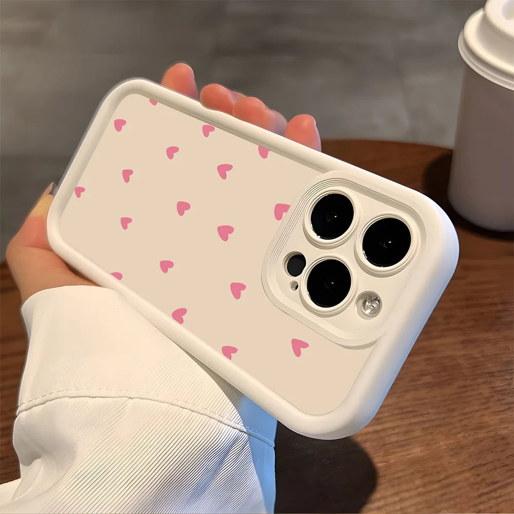 Luxury Black Love Heart Case for Xiaomi Redmi – Full Screen Soft Cover for Note 14, 13, 12, 11 Pro Plus, 5G, 12S, 11S, 10S, 14C, 13C, 12C