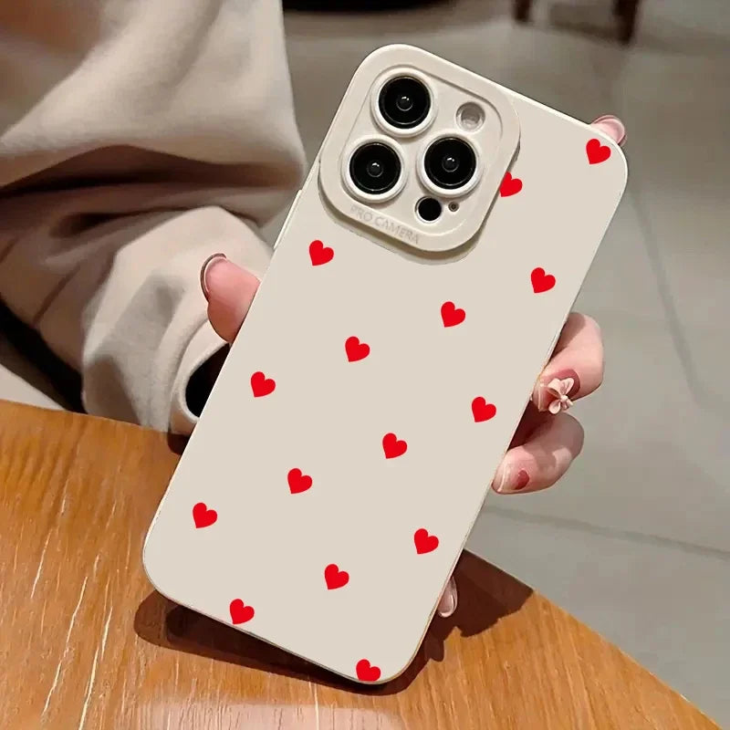 Cute Red Heart iPhone Case – Soft Cover for iPhone 11, 12, 13, 14, 15, Pro Max, XR, XS, X, 7, 8 Plus