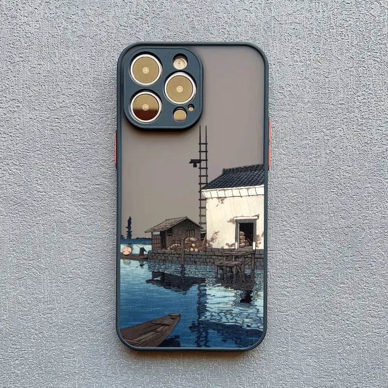 Japanese Landscape Aesthetic iPhone Case – Scenery Soft Back Cover for iPhone 14, 15, 16 Series