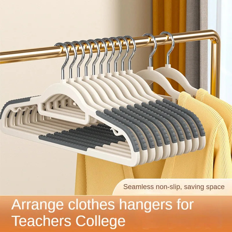 10PCS Non-Slip Clothes Hangers – No-Trace Hanger Set for Dorm, Bedroom & Closet Organization | Space-Saving Storage
