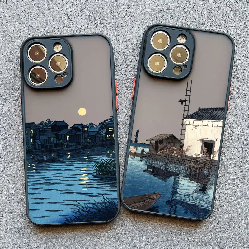 Japanese Landscape Aesthetic iPhone Case – Scenery Soft Back Cover for iPhone 14, 15, 16 Series