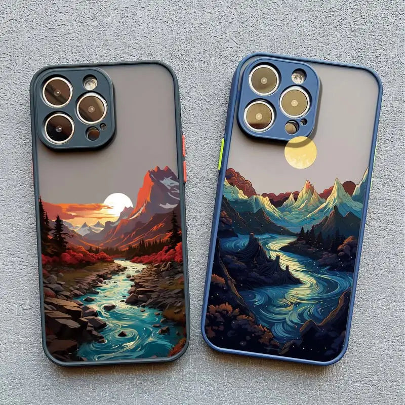 Sunrise Scenery iPhone Case – Gorgeous Mountain & River Cover for iPhone 14, 15, 16 Series
