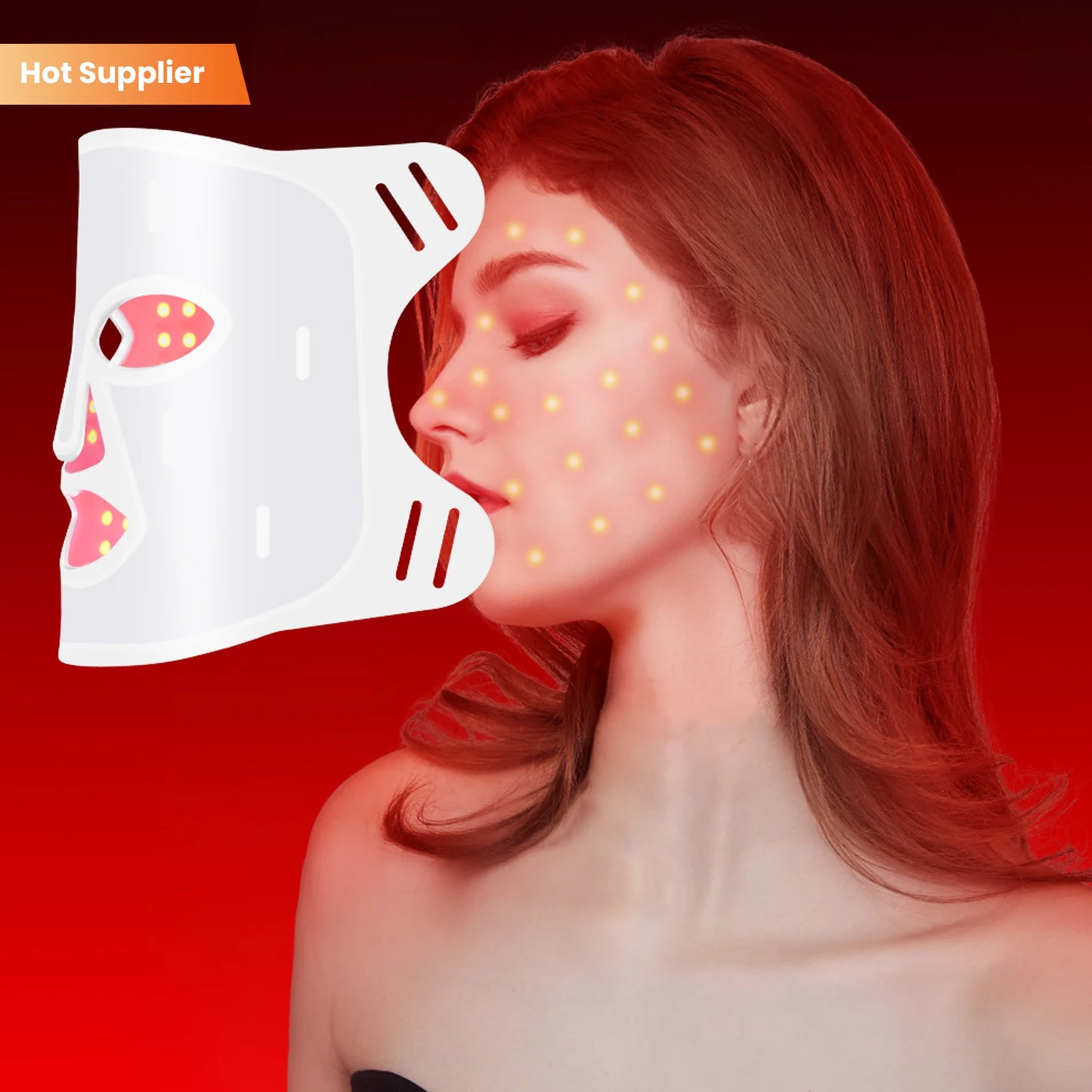 LED Face & Neck Mask – Red Light Therapy Beauty Mask 630nm, 415nm, 830nm for Skin Rejuvenation & Anti-Aging