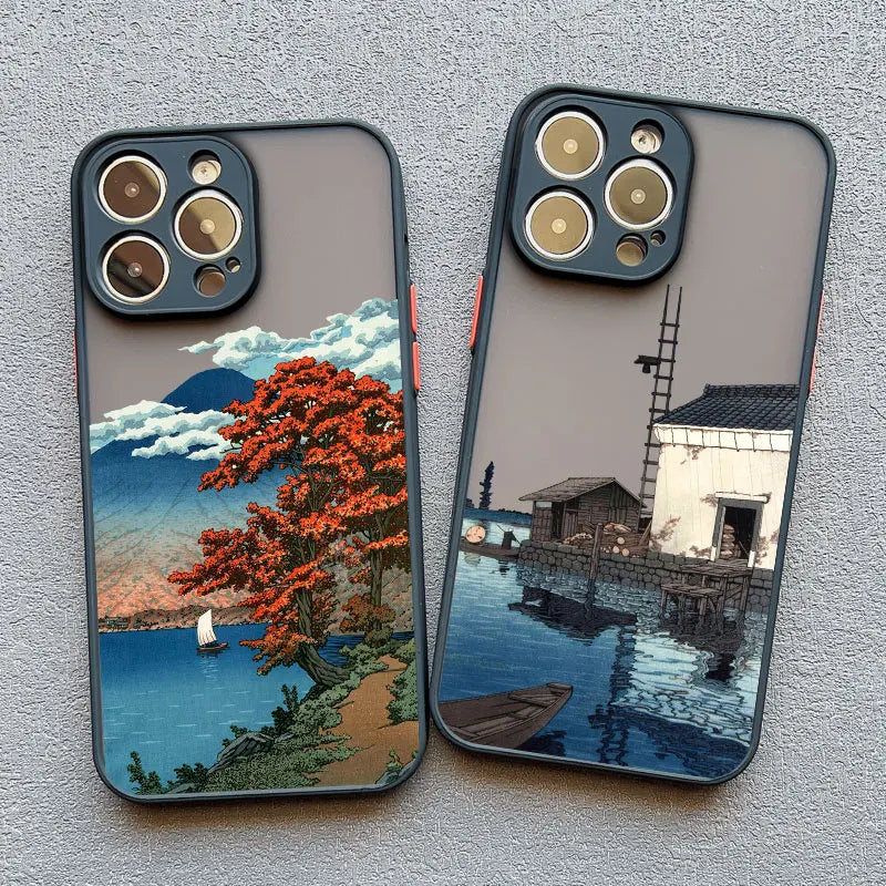 Japanese Landscape Aesthetic iPhone Case – Scenery Soft Back Cover for iPhone 14, 15, 16 Series