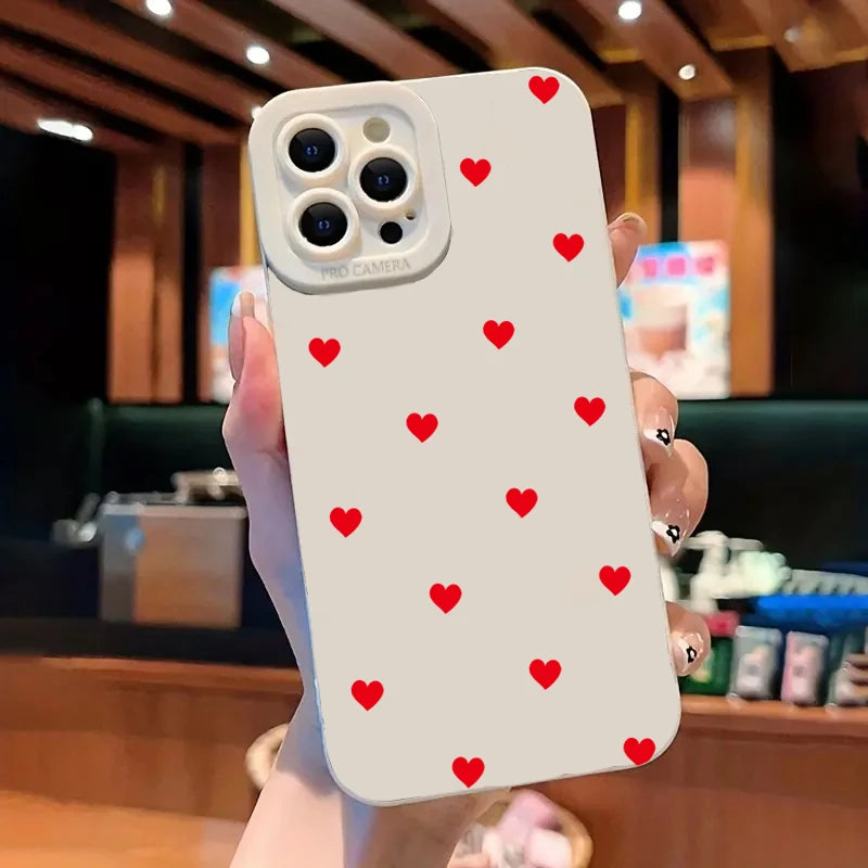 Cute Red Heart iPhone Case – Soft Cover for iPhone 11, 12, 13, 14, 15, Pro Max, XR, XS, X, 7, 8 Plus