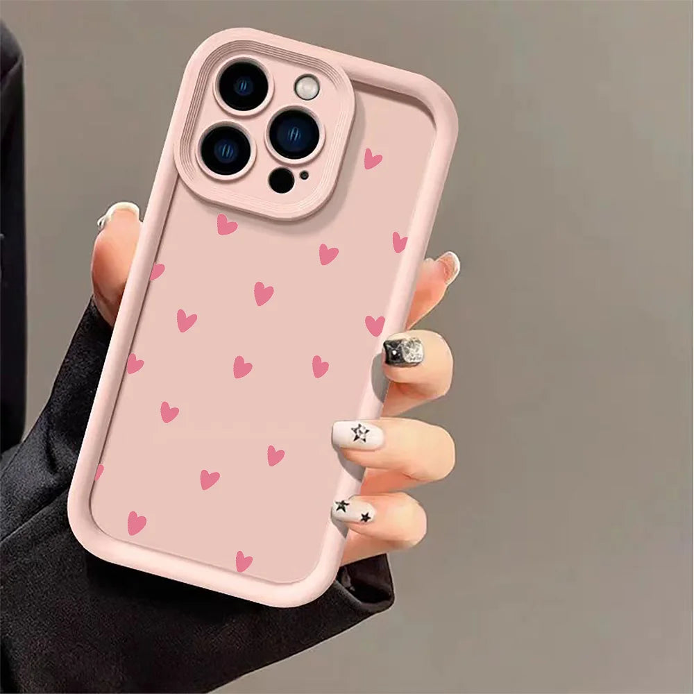 Luxury Black Love Heart Case for Xiaomi Redmi – Full Screen Soft Cover for Note 14, 13, 12, 11 Pro Plus, 5G, 12S, 11S, 10S, 14C, 13C, 12C