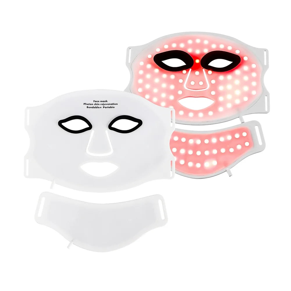 Silicone LED Face & Neck Mask – 7-Color Photon Light & Infrared Therapy, Flexible Wireless Facial Mask for Skin Repair & Rejuvenation